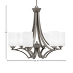 Zilo Six Light Chandelier in Graphite with 4" White Marble Shade