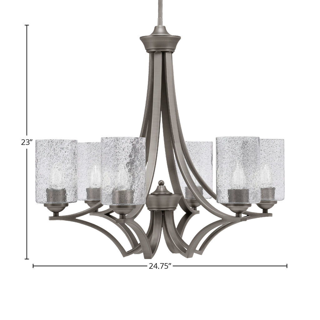 Zilo Six Light Chandelier in Graphite with 4" Smoke Bubble Shade