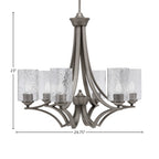 Zilo Six Light Chandelier in Graphite with 4" Smoke Bubble Shade