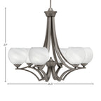 Zilo Six Light Chandelier in Graphite with 5.75" White Marble Shade