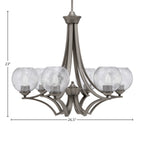 Zilo Six Light Chandelier in Graphite with 5.75" Smoke Bubble Shade