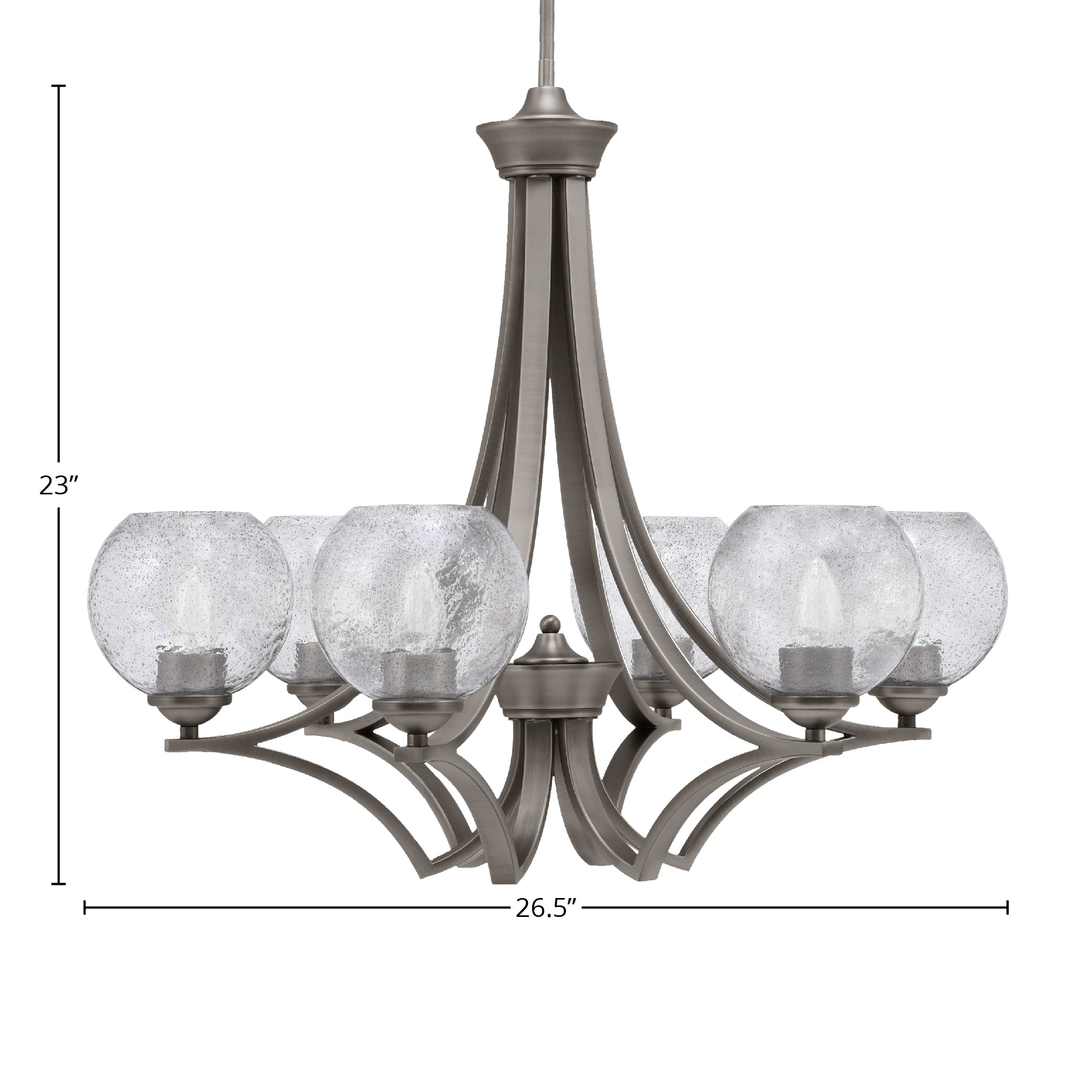 Zilo Six Light Chandelier in Graphite with 5.75" Smoke Bubble Shade