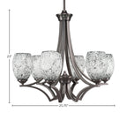 Zilo Six Light Chandelier in Graphite with 5" Black Fusion Shade