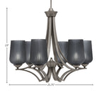 Zilo Six Light Chandelier in Graphite with 5" Smoke Textured Shade