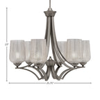 Zilo Six Light Chandelier in Graphite with 5" Silver Textured Shade