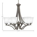 Zilo Six Light Chandelier in Graphite with 4.5" Square White Muslin Shade