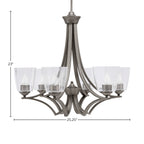 Zilo Six Light Chandelier in Graphite with 4.5" Square Clear Bubble Shade