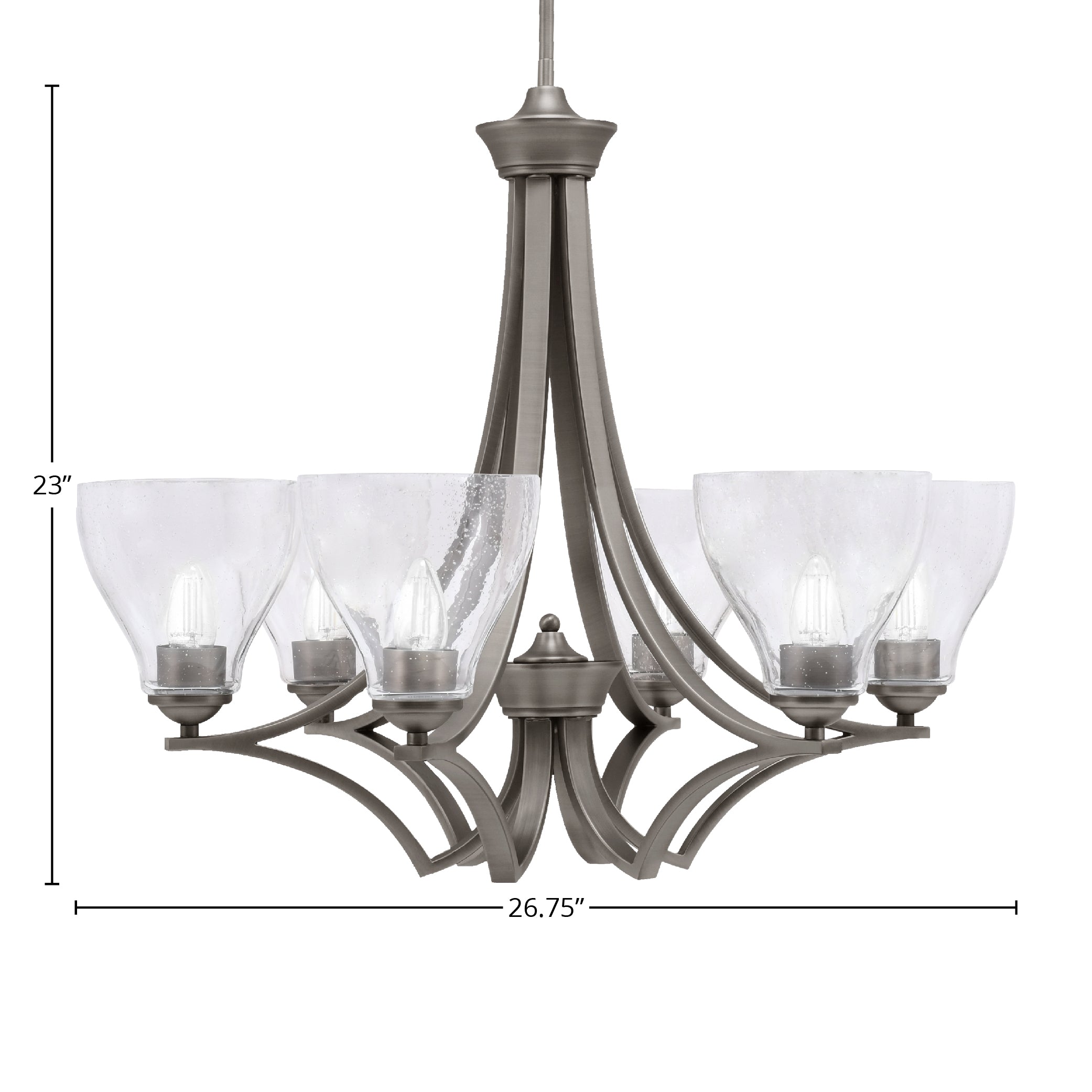 Zilo Six Light Chandelier in Graphite with 6.25" Clear Bubble Shade