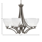 Zilo Six Light Chandelier in Graphite with 6.25" White Marble Shade