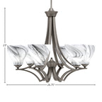 Zilo Six Light Chandelier in Graphite with 6.25" Onyx Swirl Shade