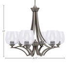 Zilo Six Light Chandelier in Graphite with 6" Clear Bubble Shade