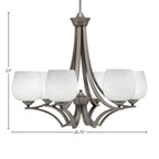 Zilo Six Light Chandelier in Graphite with 6" White Marble Shade