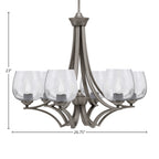 Zilo Six Light Chandelier in Graphite with 6" Smoke Bubble Shade
