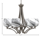 Zilo Six Light Chandelier in Graphite with 6" Onyx Swirl Shade