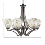 Zilo Six Light Chandelier in Graphite with 5" Natural Fusion Shade
