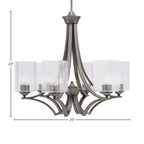 Zilo Six Light Chandelier in Graphite with 4" Square Clear Bubble Shade