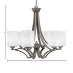 Zilo Six Light Chandelier in Graphite with 4" Square White Muslin Shade