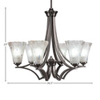 Zilo Six Light Chandelier in Graphite with 5.5" Fluted Frosted Crystal Shade