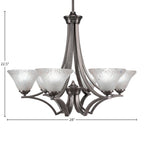 Zilo Six Light Chandelier in Graphite with 7" Frosted Crystal Shade