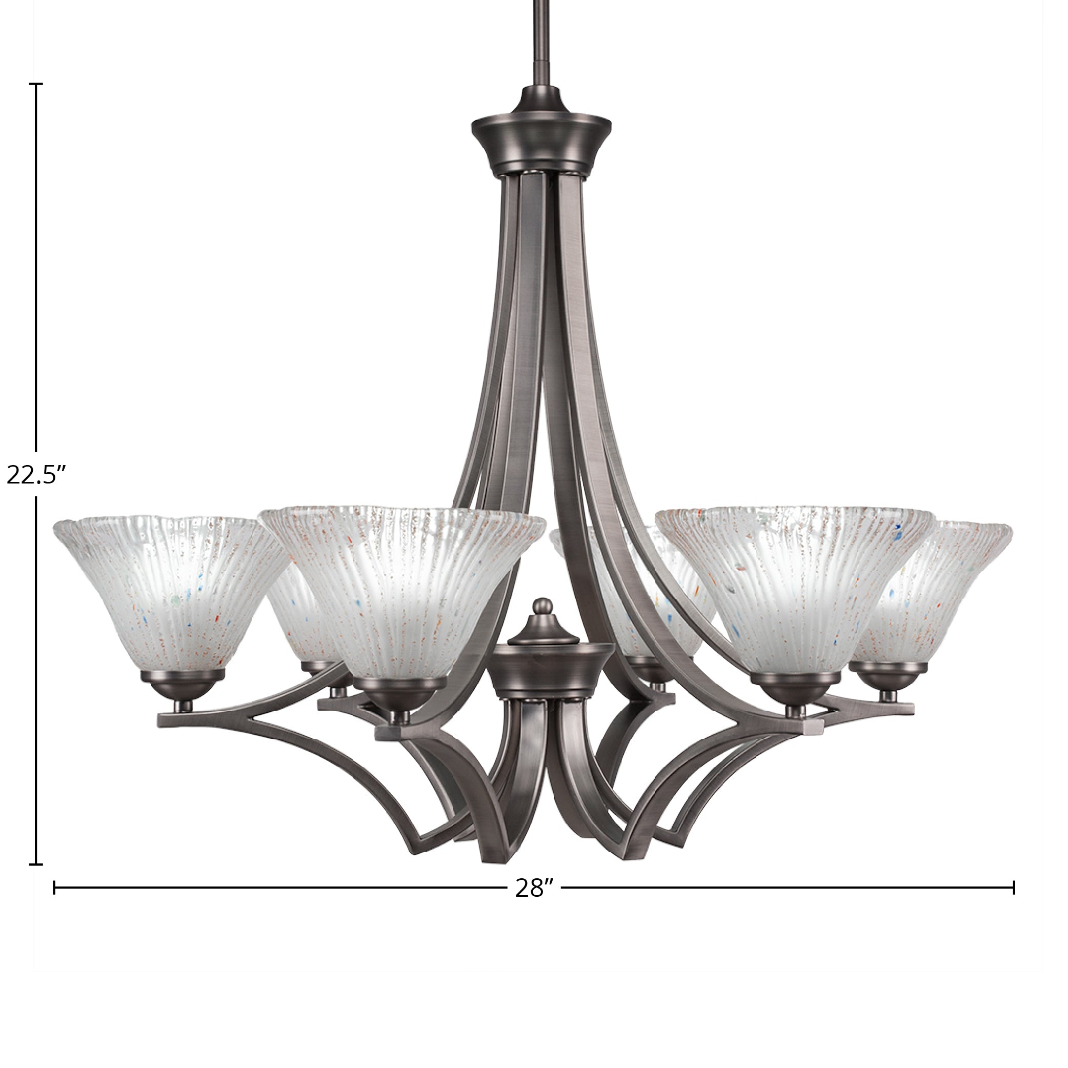Zilo Six Light Chandelier in Graphite with 7" Frosted Crystal Shade