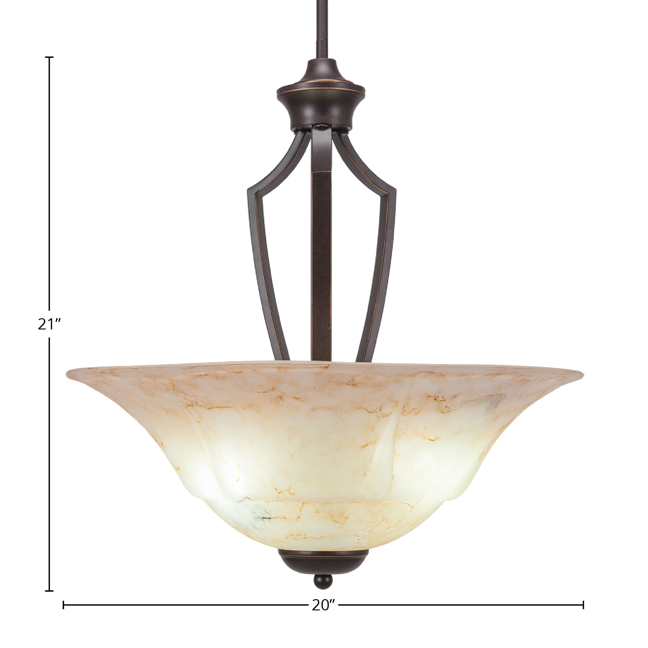 Zilo Three Light Pendant in Dark Granite with 20" Italian Marble Shade