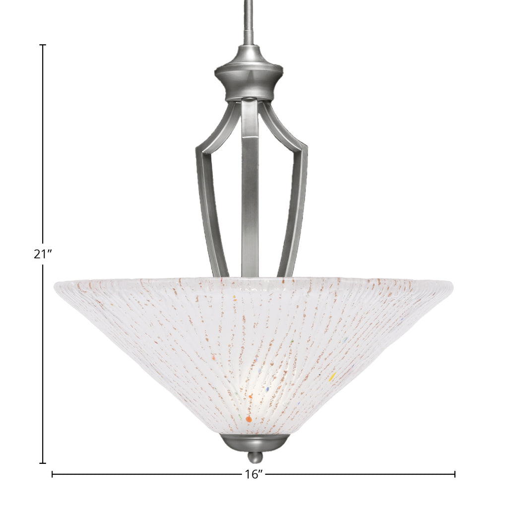 Zilo Three Light Pendant in Graphite with 16" Frosted Crystal Shade