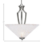 Zilo Three Light Pendant in Graphite with 16" Frosted Crystal Shade