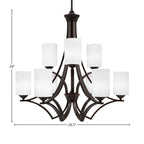 Zilo Nine Light Chandelier in Dark Granite with 4" White Marble Shade