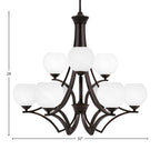 Zilo Nine Light Chandelier in Dark Granite with 5.75" White Marble Shade