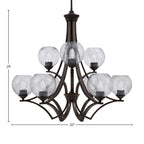 Zilo Nine Light Chandelier in Dark Granite with 5.75" Smoke Bubble Shade