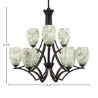 Zilo Nine Light Chandelier in Dark Granite with 5" Natural Fusion Shade