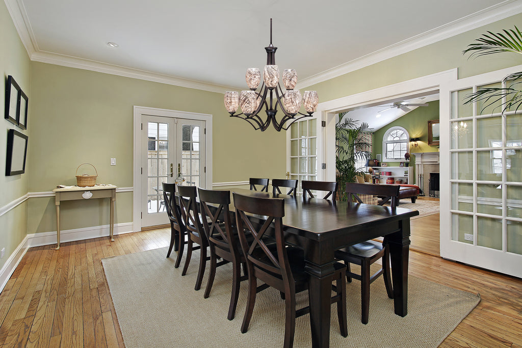 Zilo Nine Light Chandelier in Dark Granite with 5" Natural Fusion Shade