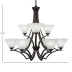 Zilo Nine Light Chandelier in Dark Granite with 7" Gold Ice Shade