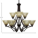 Zilo Nine Light Chandelier in Dark Granite with 7" Chocolate Icing Shade
