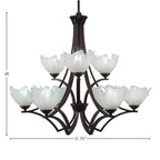 Zilo Nine Light Chandelier in Dark Granite with 7" Gold Ice Shade