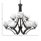 Zilo Nine Light Chandelier in Matte Black with 5.75" Onyx Swirl Shade