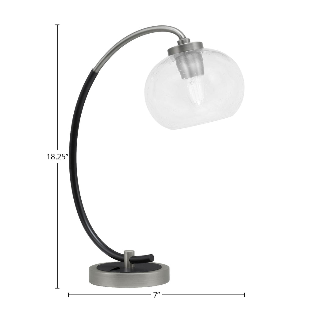 Desk Lamps One Light Desk Lamp in Graphite & Matte Black with 7" Clear Bubble Shade