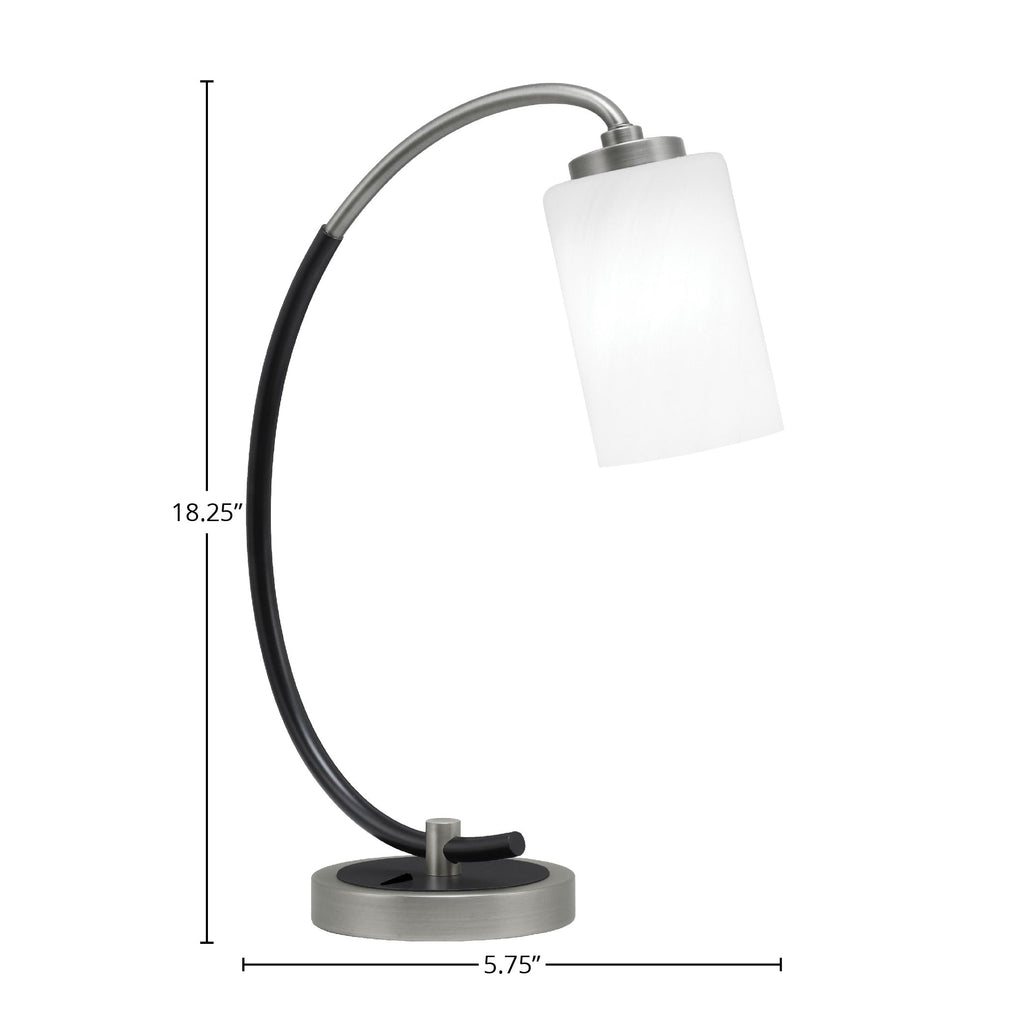 Desk Lamps One Light Desk Lamp in Graphite & Matte Black with 4" White Marble Shade