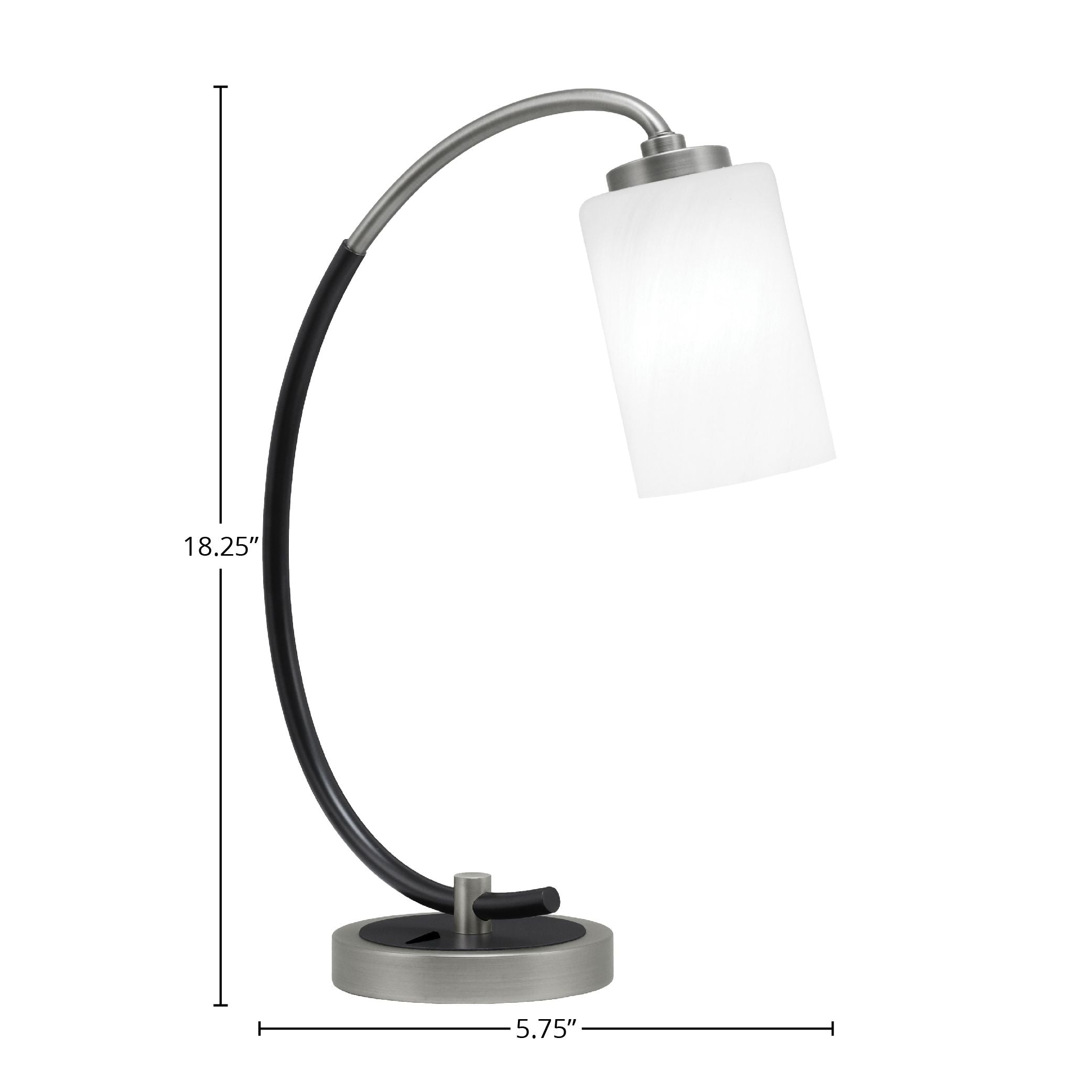Desk Lamps One Light Desk Lamp in Graphite & Matte Black with 4" White Marble Shade