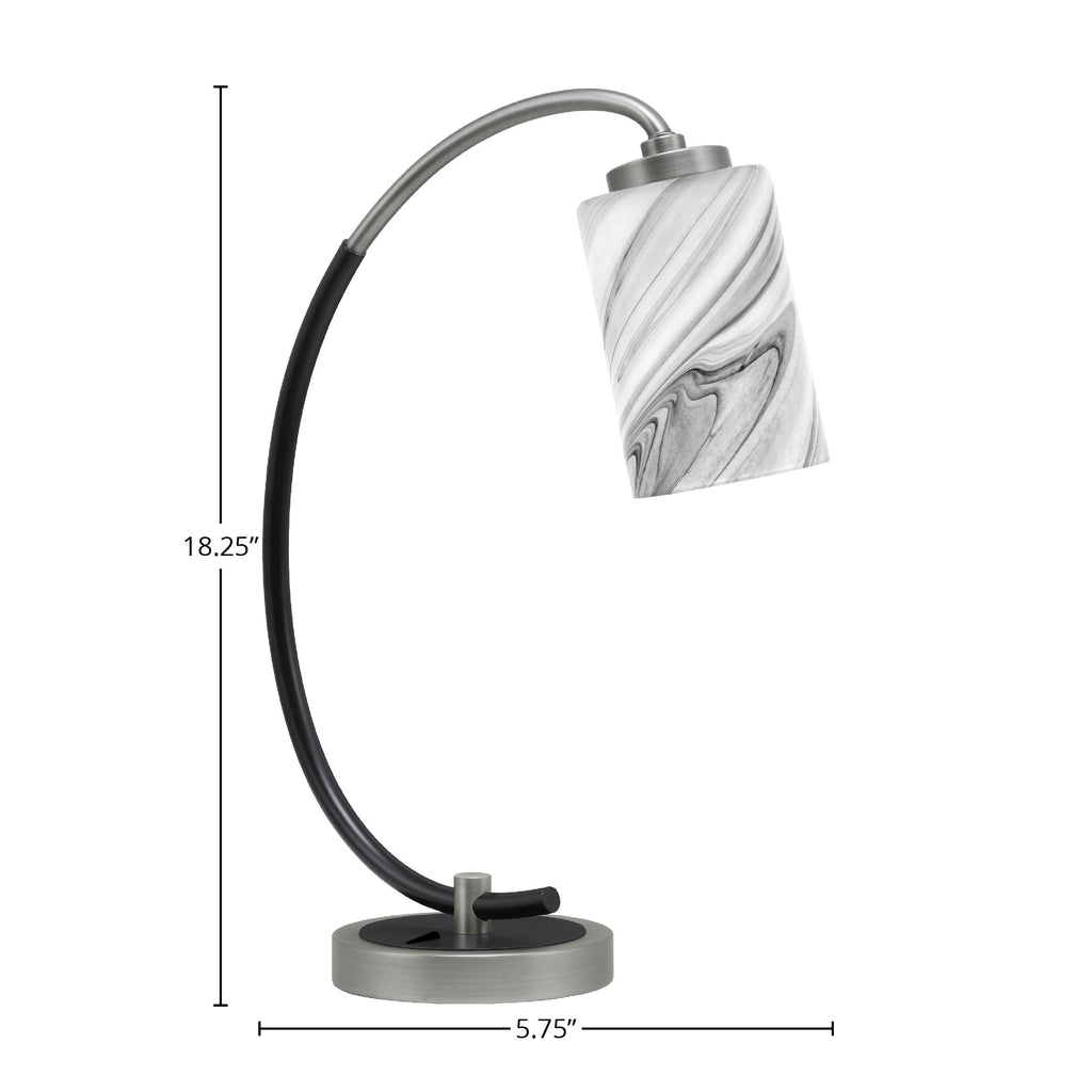 Desk Lamps One Light Desk Lamp in Graphite & Matte Black with 4" Onyx Swirl Shade