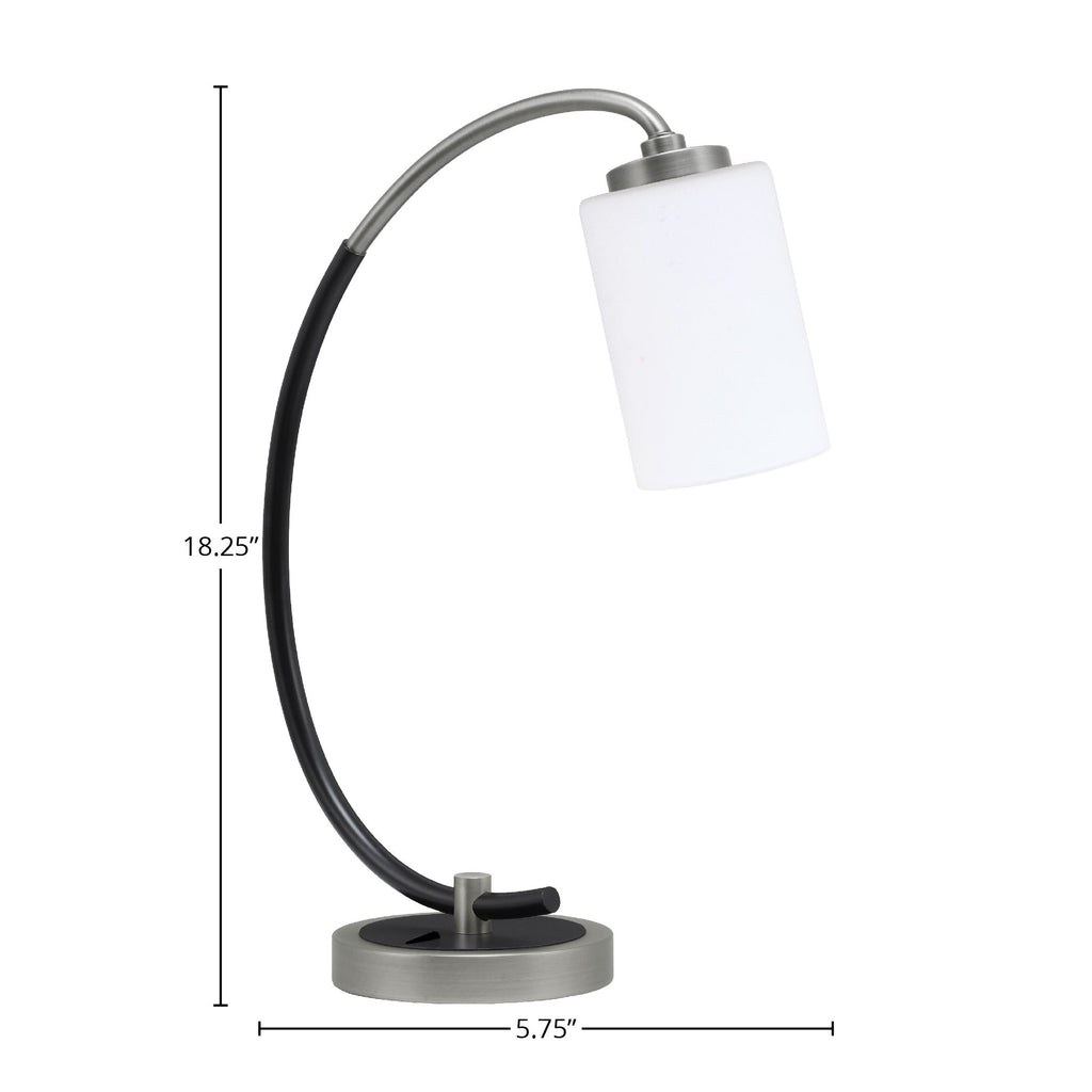 Desk Lamps One Light Desk Lamp in Graphite & Matte Black with 4" White Muslin Shade