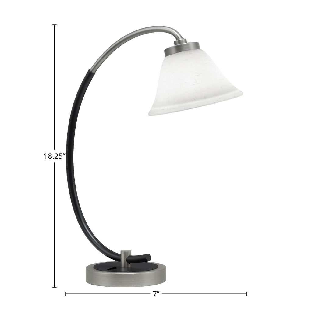 Desk Lamps One Light Desk Lamp in Graphite & Matte Black with 7" White Muslin Shade