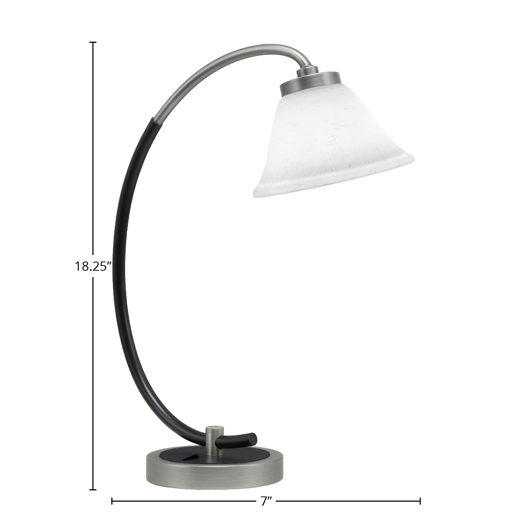 Desk Lamps One Light Desk Lamp in Graphite & Matte Black with 7" White Muslin Shade