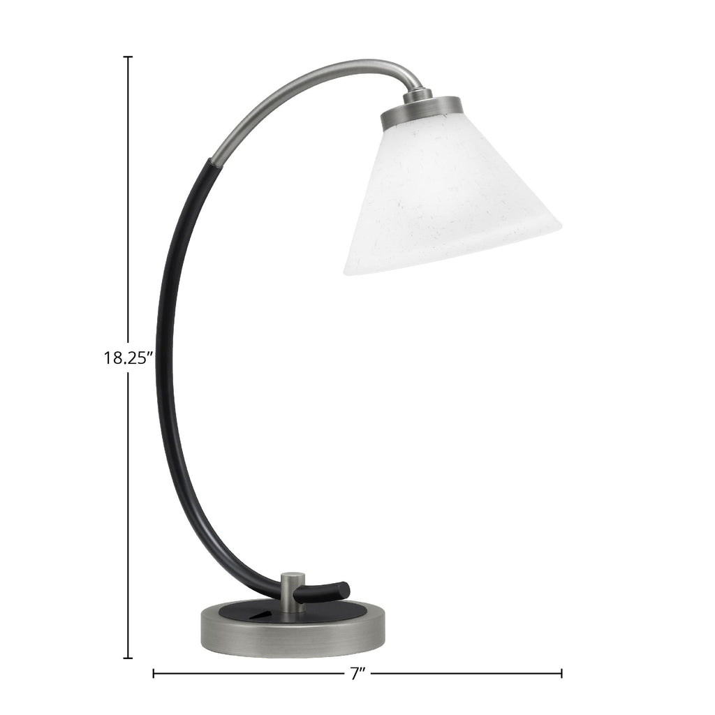 Desk Lamps One Light Desk Lamp in Graphite & Matte Black with 7" White Muslin Shade