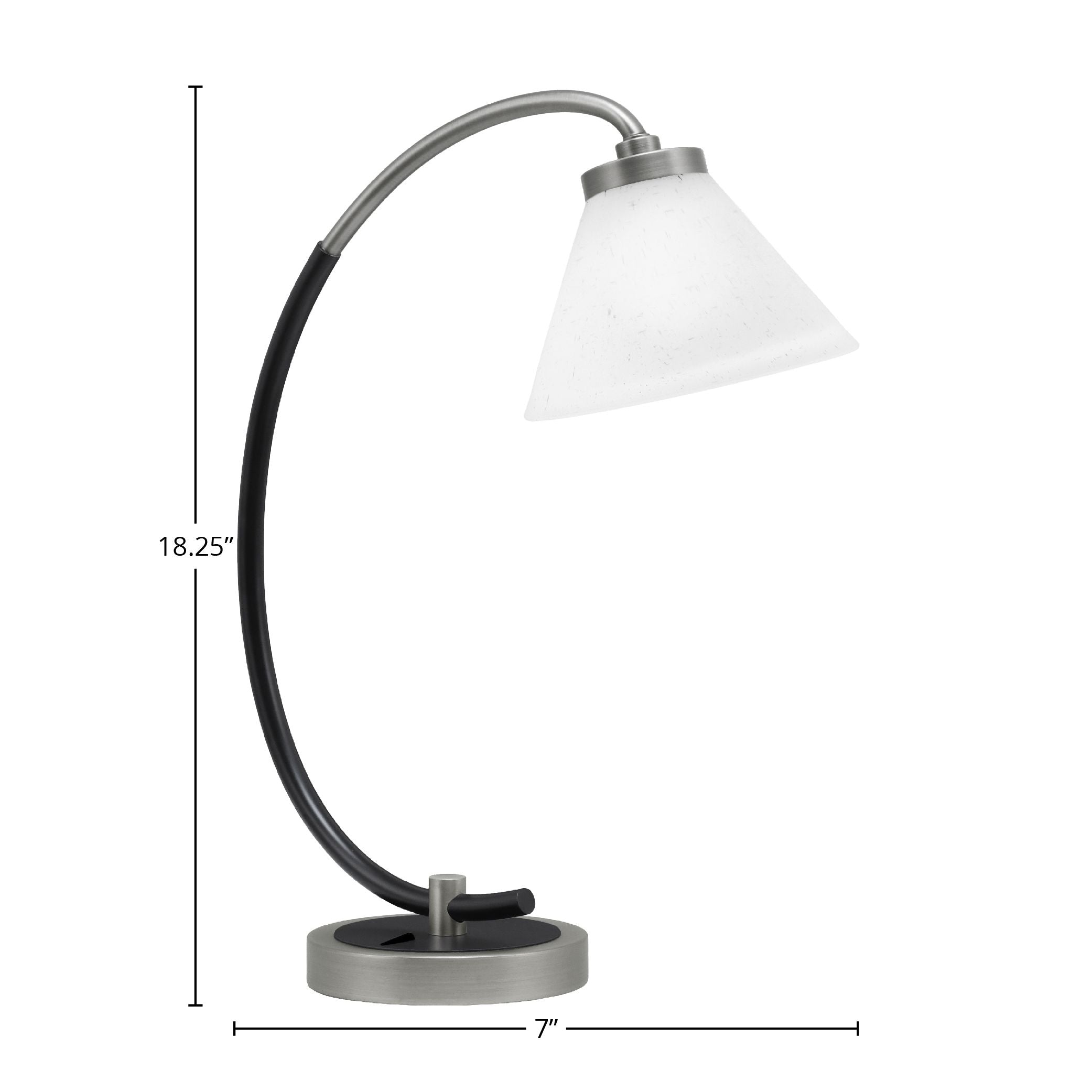 Desk Lamps One Light Desk Lamp in Graphite & Matte Black with 7" White Muslin Shade