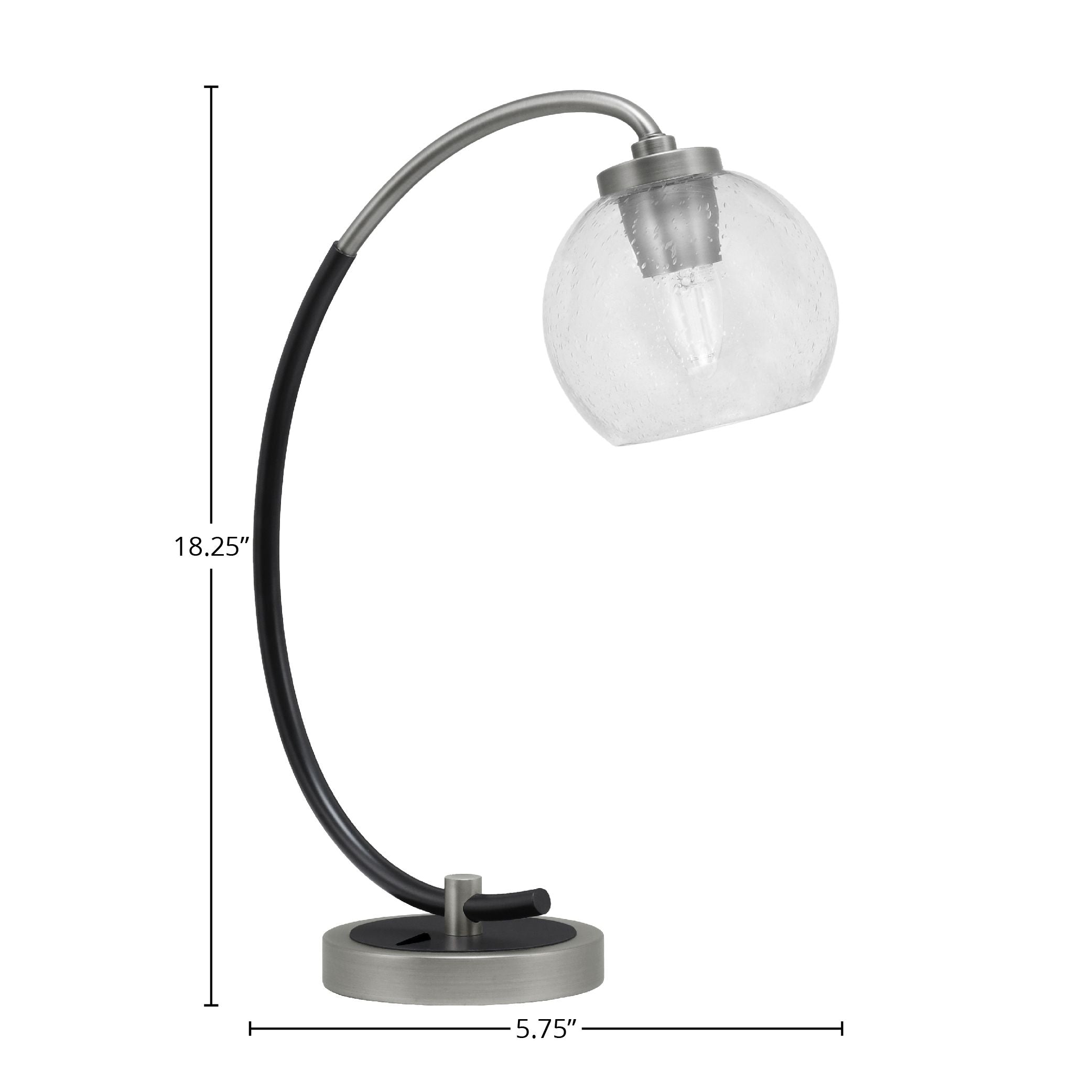 Desk Lamps One Light Desk Lamp in Graphite & Matte Black with 5.75" Clear Bubble Shade