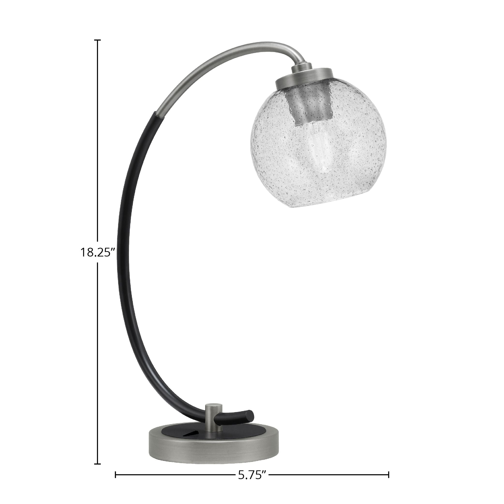 Desk Lamps One Light Desk Lamp in Graphite & Matte Black with 5.75" Smoke Bubble Shade