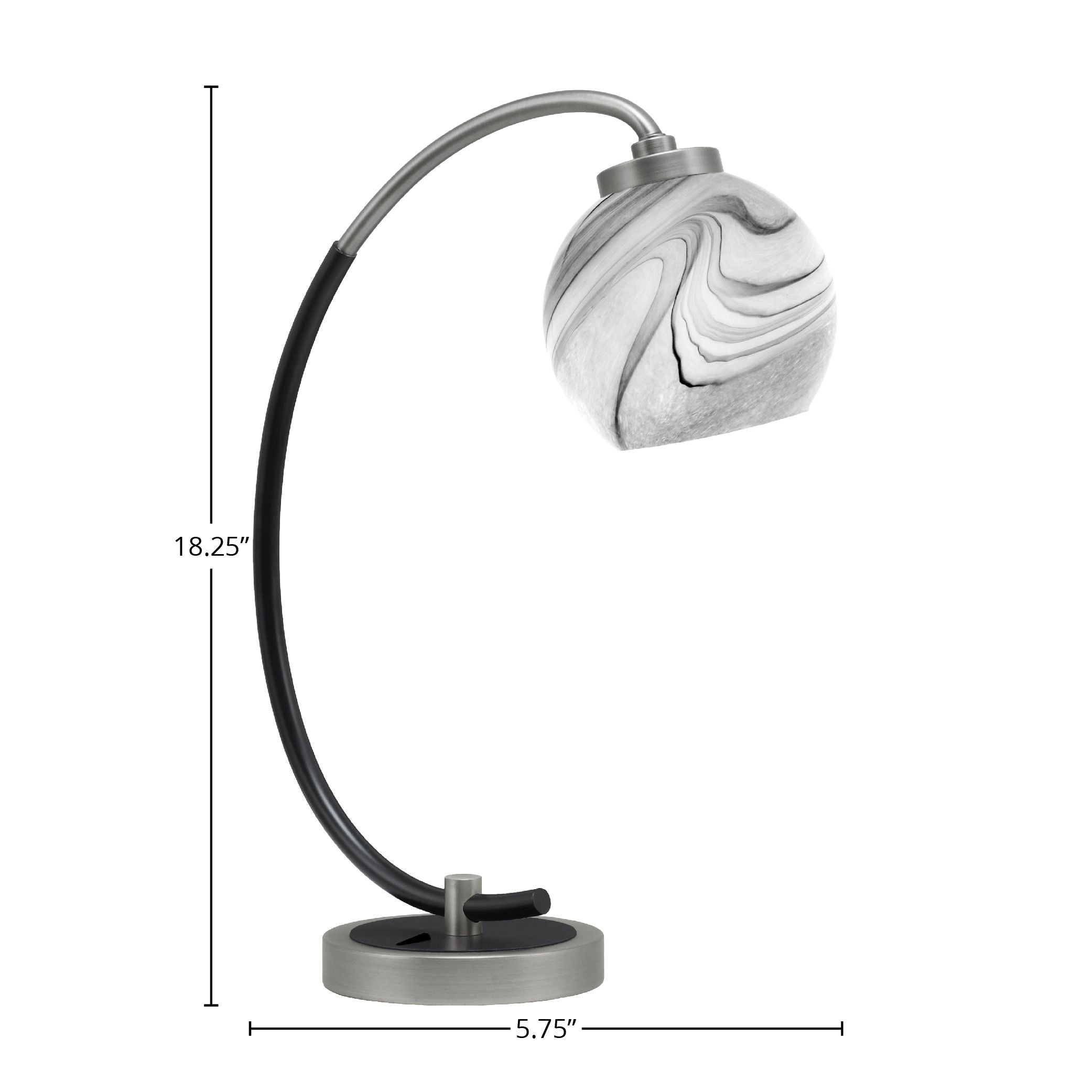 Desk Lamps One Light Desk Lamp in Graphite & Matte Black with 5.75" Onyx Swirl Shade