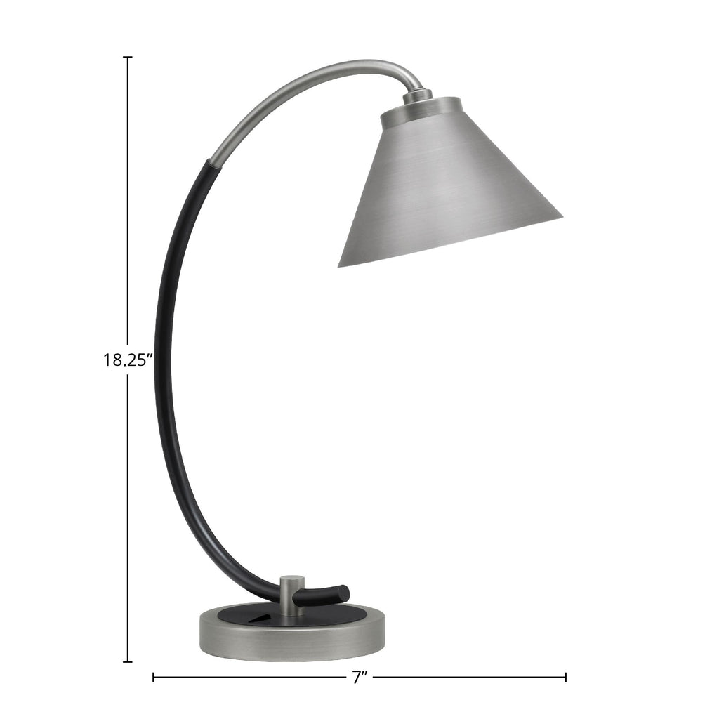 Desk Lamps One Light Desk Lamp in Graphite & Matte Black with 7" Graphite Cone Metal Shade Shade