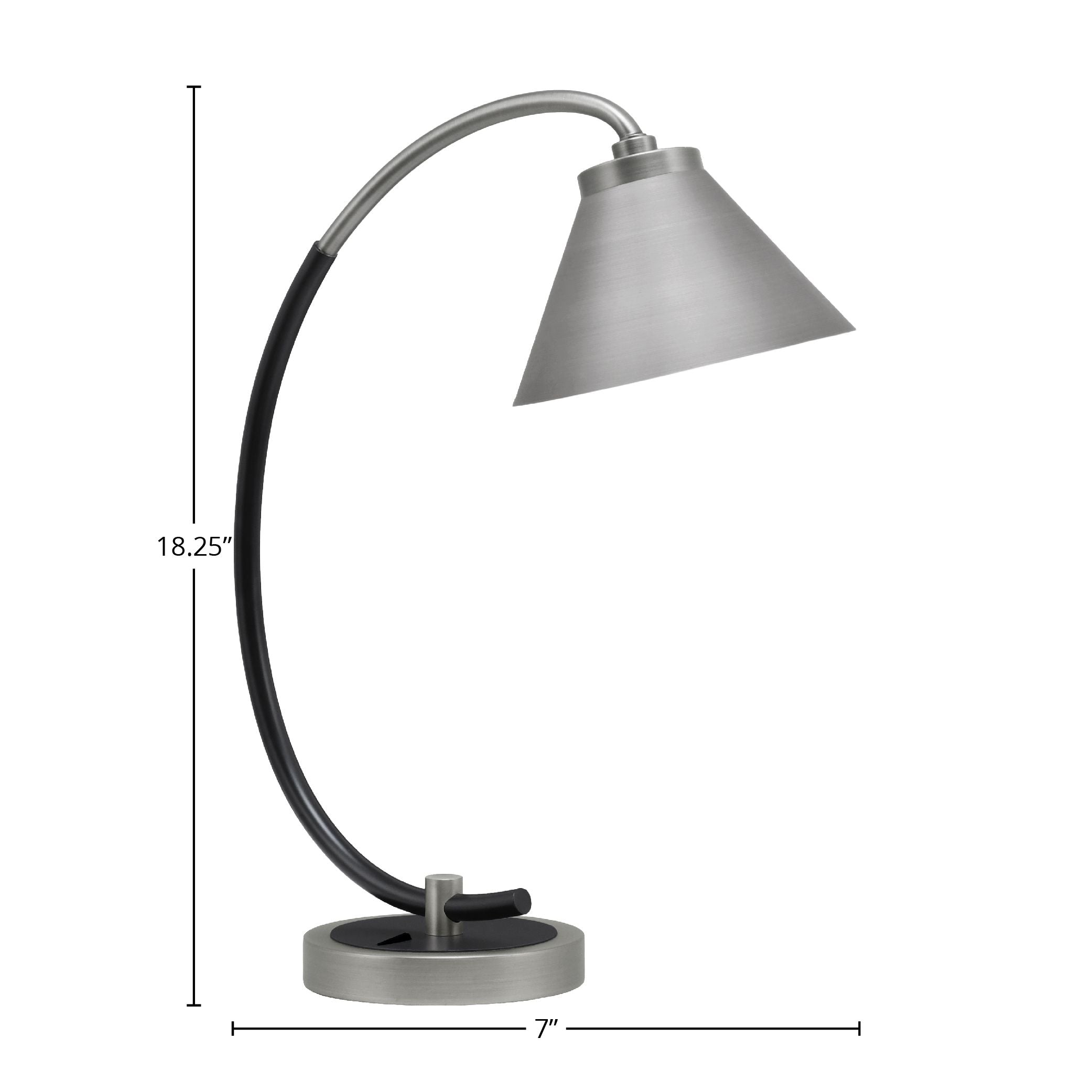 Desk Lamps One Light Desk Lamp in Graphite & Matte Black with 7" Graphite Cone Metal Shade Shade
